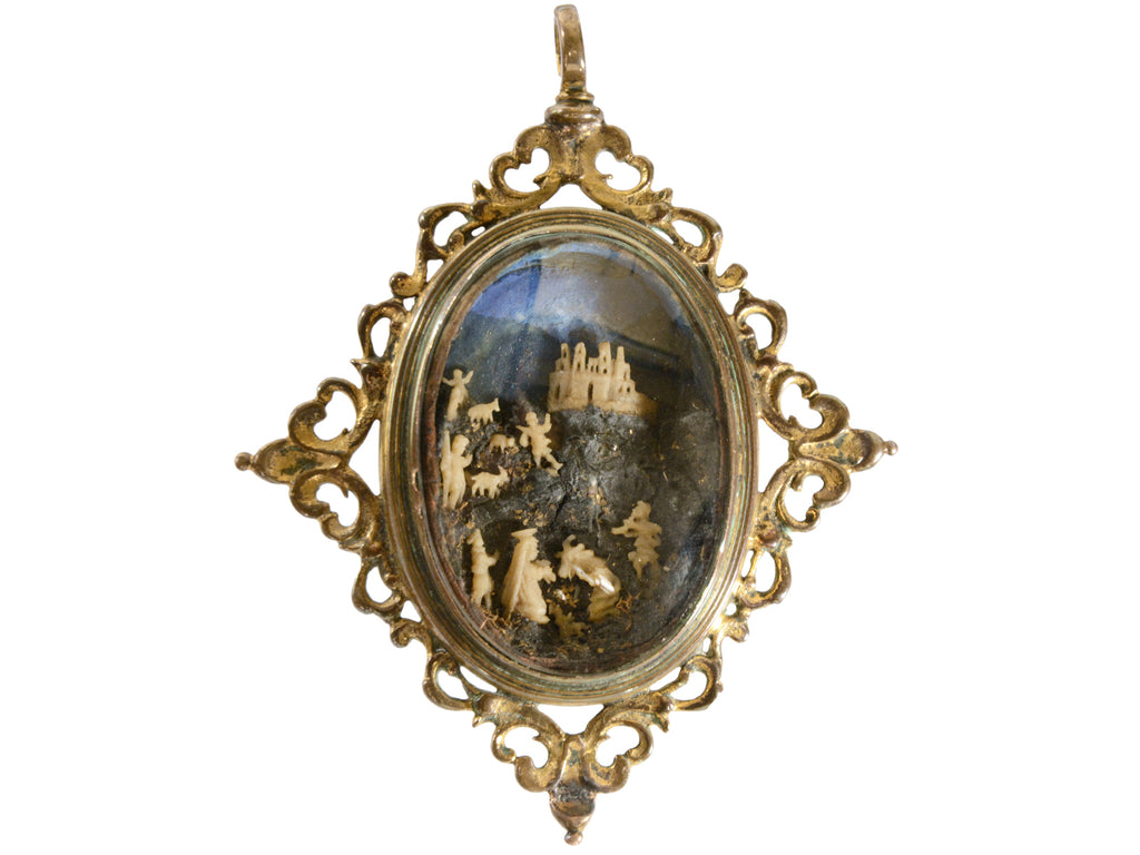 c1850 Nativity Miniature Pendant (shown on white background)