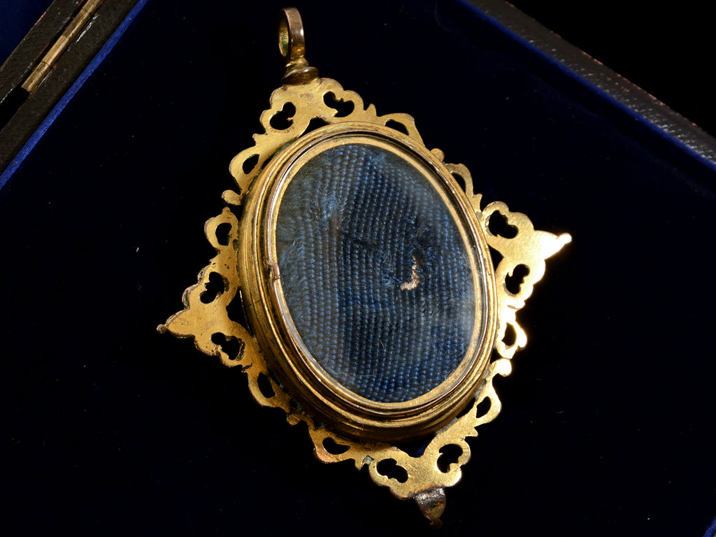 Reverse side of c1850 Nativity Miniature Pendant (on black background)