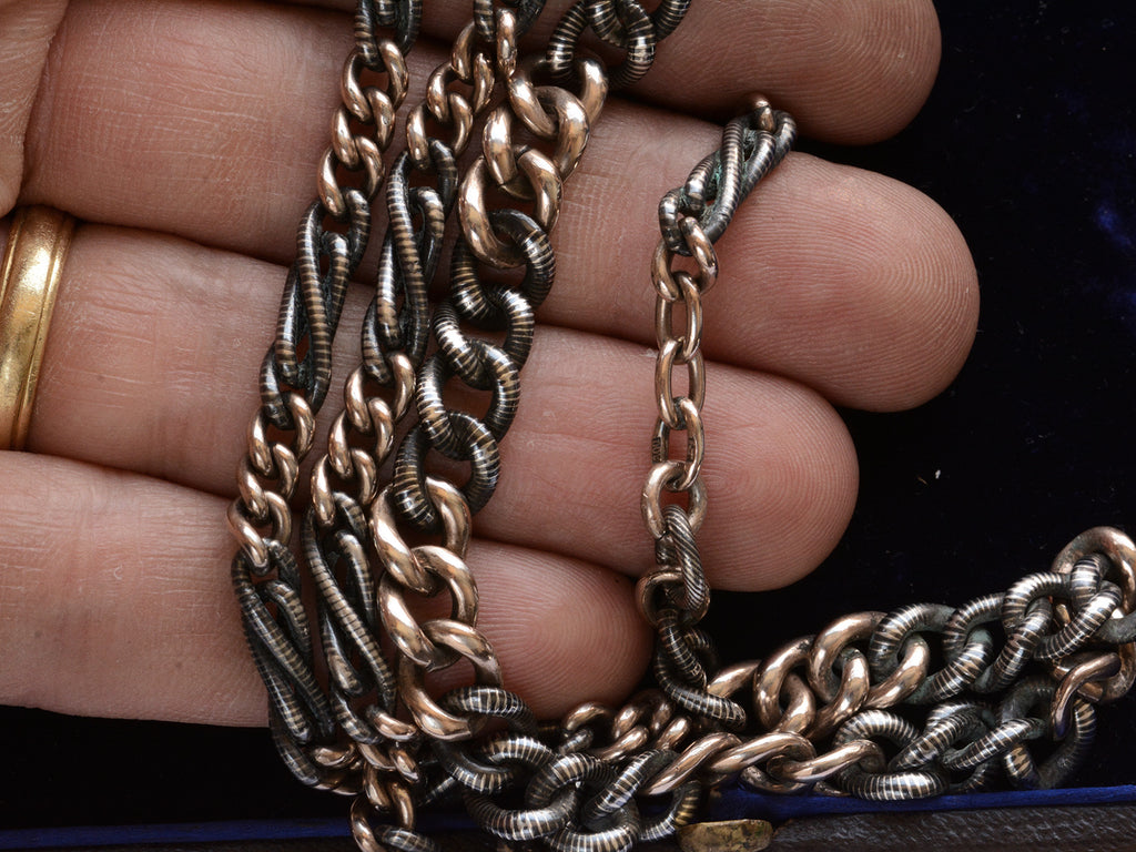 c1890 Niello Chain Necklace (on hand for scale)