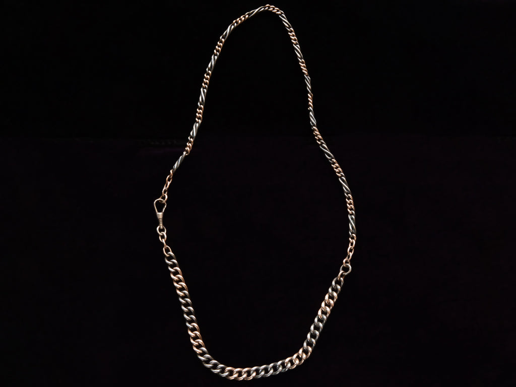 c1890 Niello Chain Necklace (full view on black)