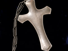 thumbnail of Reverse side of c1900 Art Nouveau Cross with wheat design in silver (shown on black background)