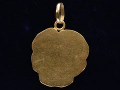 thumbnail of c1910 Art Nouveau yellow gold pansy shaped pendant with the profile of a woman (reverse side)