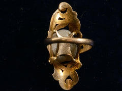 thumbnail of Reverse inside view of c1890 Nouveau Pearl and Gold Ring (on black background)