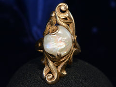 thumbnail of Front view of c1890 Nouveau Pearl and Gold Ring (on black background)