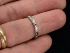 thumbnail of c1950 Oscar Heyman Eternity Band with Baguettes and Round Diamonds in Platinum (shown on finger for scale)