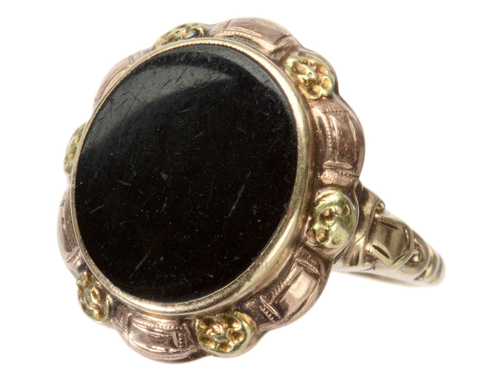 c1920 Onyx Signet Ring (shown on white background)