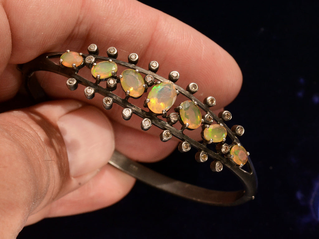 c1980 Opal & Diamond Bracelet (in hand for scale)