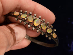 thumbnail of c1980 Opal & Diamond Bracelet (in hand for scale)