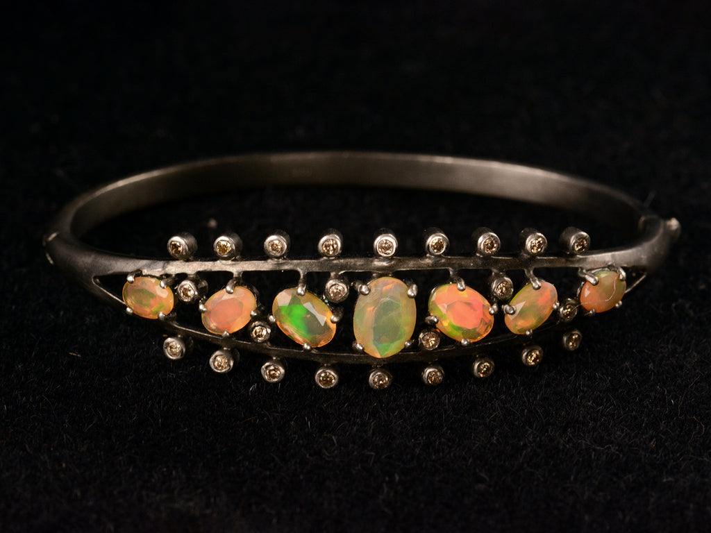 c1980 Opal & Diamond Bracelet (on black background)