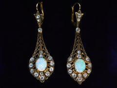 thumbnail of c1910 Opal & Diamond Earrings (on black background)