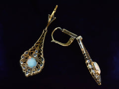 thumbnail of c1910 Opal & Diamond Earrings (back & side view)