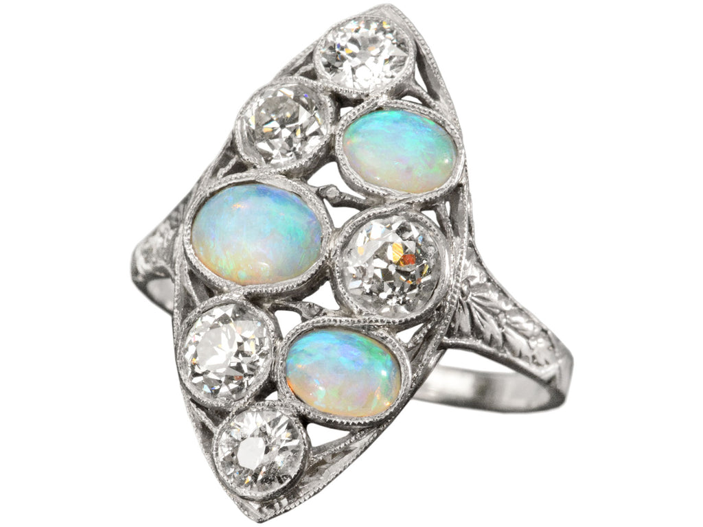 c1910 Opal & Diamond Ring (shown on white background)