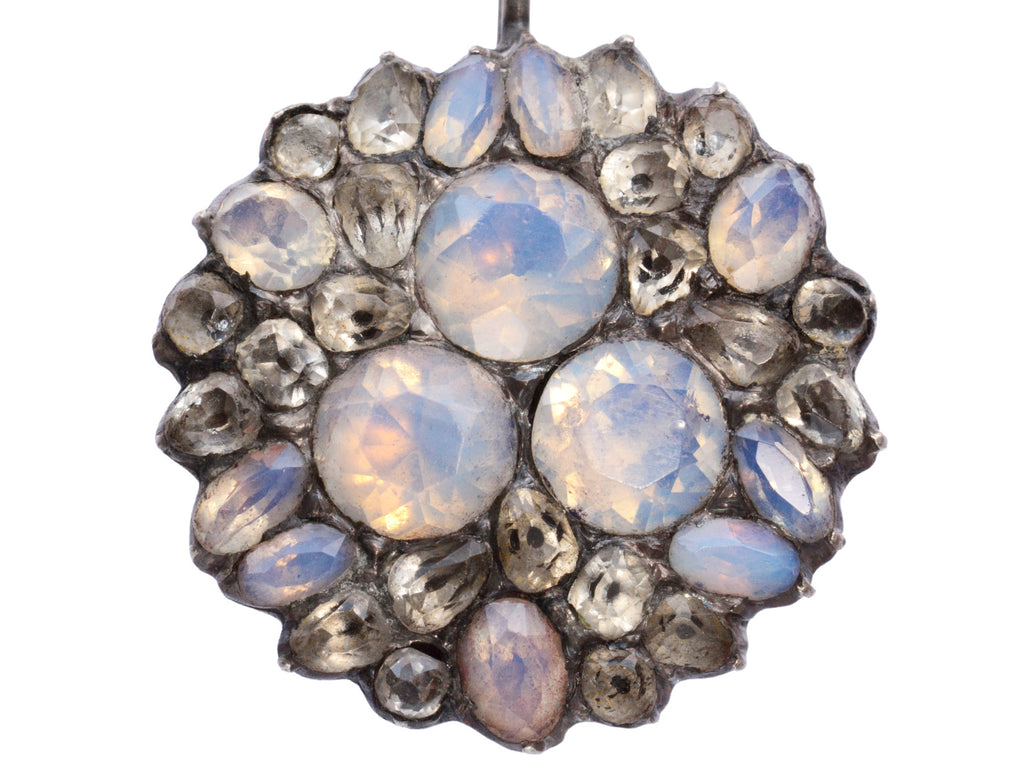 Detail view of Georgian opaline and clear paste pendant (on white background)