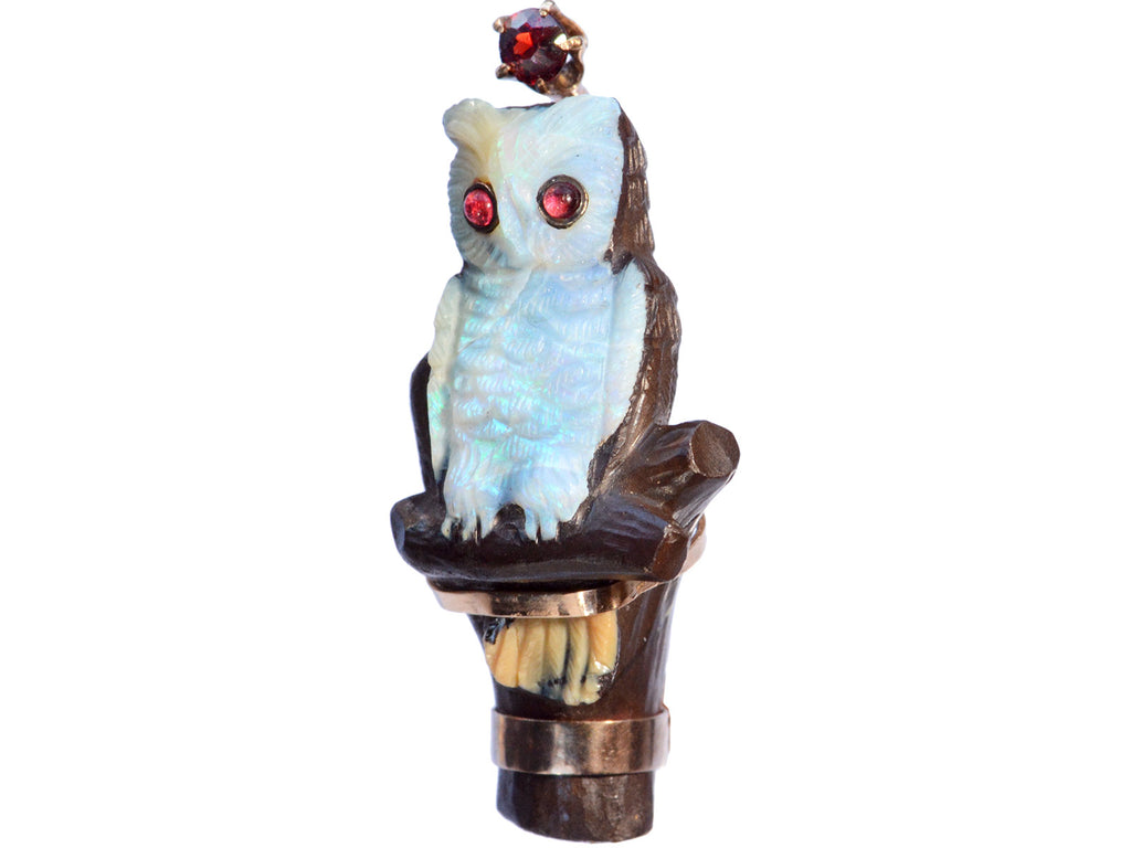 c1900 Carved Opal Owl (on white background)