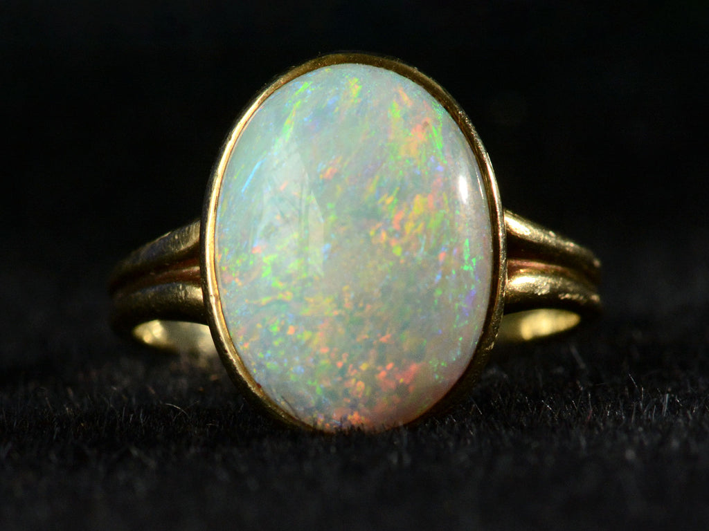 c1910 Edwardian Opal Ring (on black background)