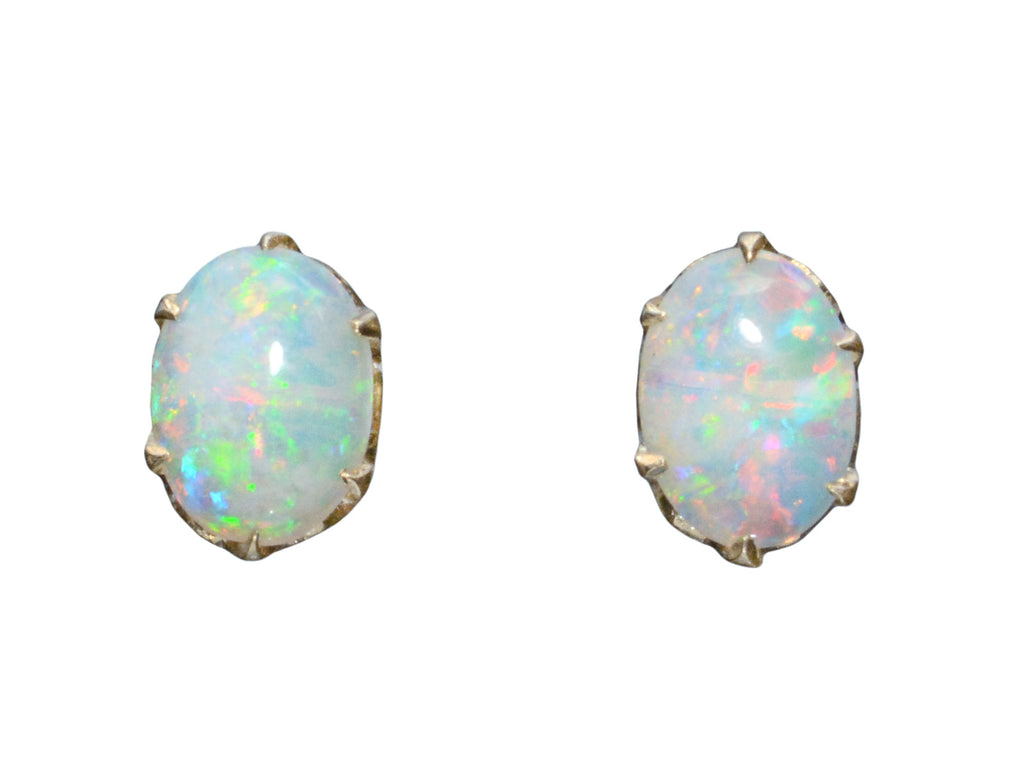 c1940 Opal Stud Earrings (on white background)