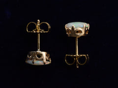 thumbnail of c1940 Opal Stud Earrings (side profile on black background)