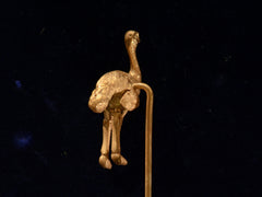 thumbnail of Rear view of Antique yellow gold ostrich stick pin (on black background)