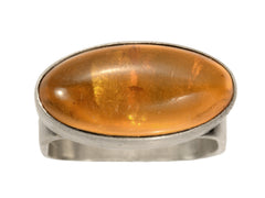 thumbnail of c1980 Oval Amber Ring in Sterling Silver (on white background)