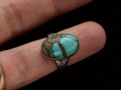 thumbnail of c1950 Navajo Turquoise Ring in silver on finger