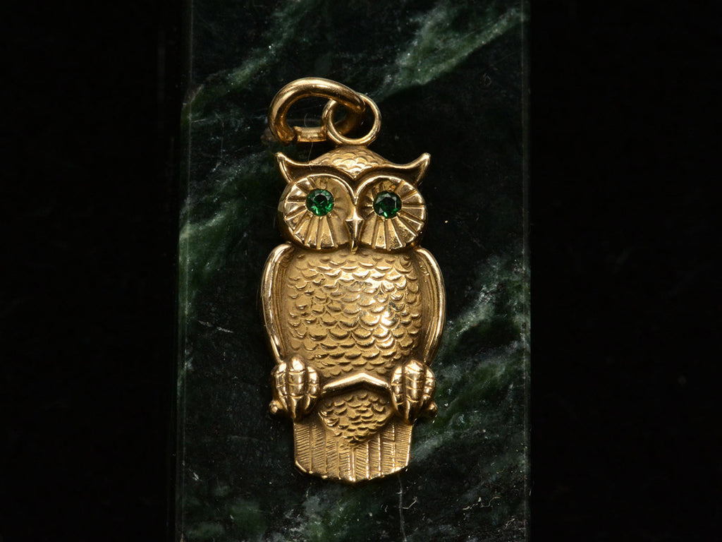 1960s Gold Owl Charm (on black background)