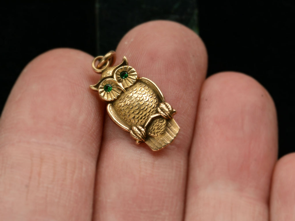 1960s Gold Owl Charm (on finger for scale)