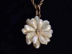 thumbnail of c1910 Pearl Flower Necklace (shown on black background)