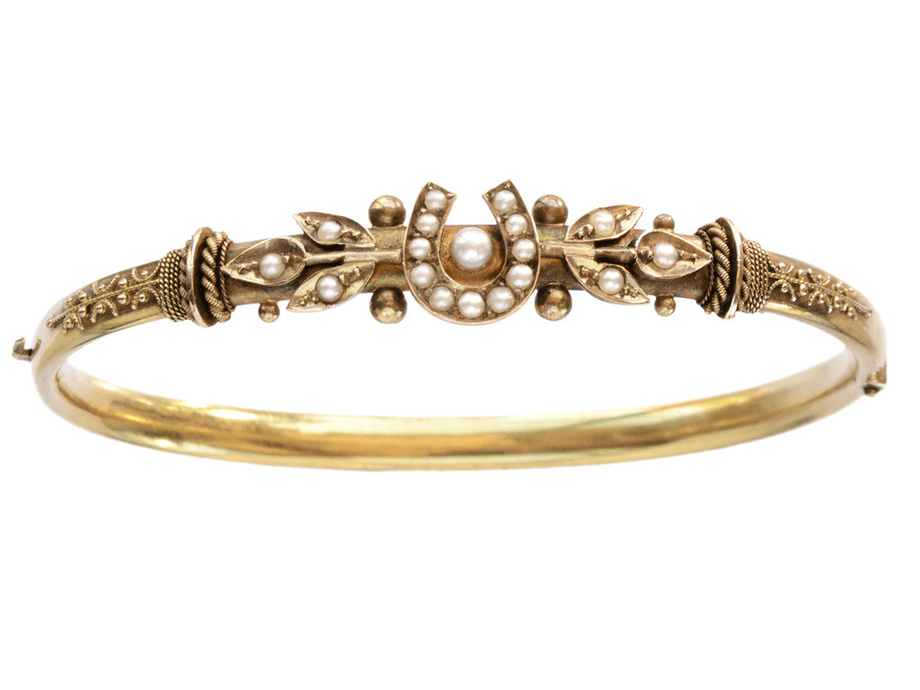 c1890 Pearl Horseshoe Bracelet (on white background)