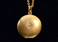 c1900 Pearl Locket Necklace (on black background)