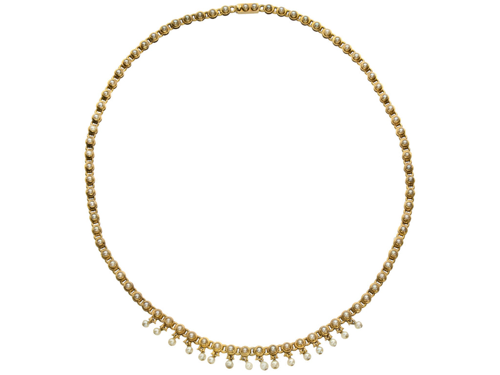 c1900 Edwardian Pearl Necklace (on white background)