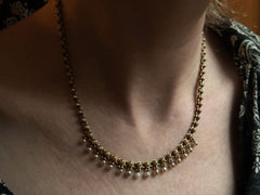 thumbnail of c1900 Edwardian Pearl Necklace (on neck for scale)