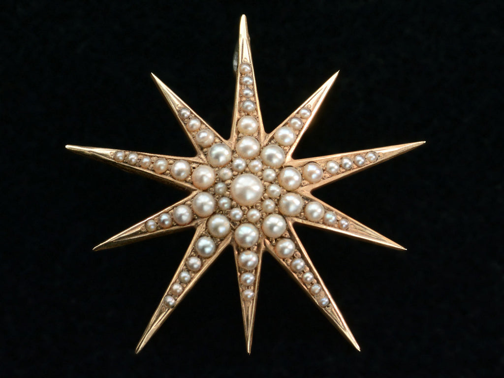 c1890 Pearl Starburst Pendant (on black background)