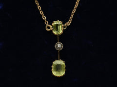 thumbnail of c1910 Peridot & Diamond Necklace (on black background)