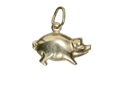 thumbnail of Gold pig charm on a white background, facing right