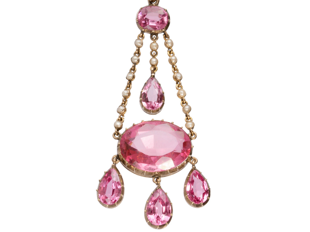 c1900 Pink Lavalier Pendant (on white background)
