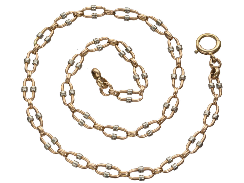 c1900 Gold & Platinum Chain (shown on white background)
