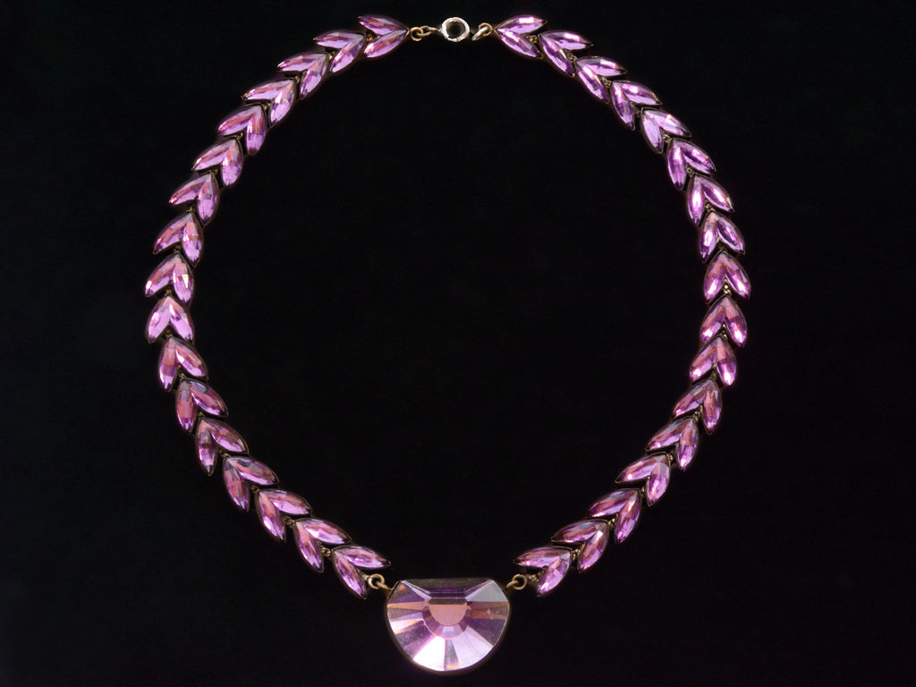 c1920 Art Deco Czech Purple Necklace (black background)