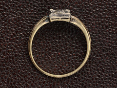 thumbnail of Side profile of antique silver-topped yellow gold ring shown on dark textured background.