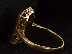 thumbnail of Side profile view of c1920 Rectangular Onyx and Yellow Gold Signet Ring (showing filigree gallery)