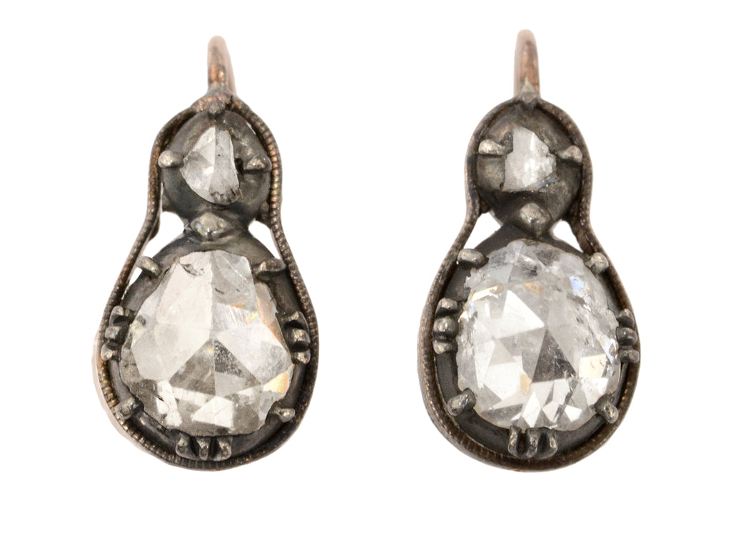 c1820 Rose Cut Diamond Earrings (on white background)