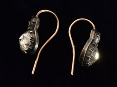 thumbnail of Side profile views of c1820 Rose Cut Diamond Earrings (on black background)