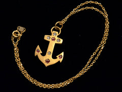 thumbnail of c1890 Ruby Anchor Necklace (showing chain)