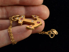 thumbnail of c1890 Ruby Anchor Necklace (on hand for scale)