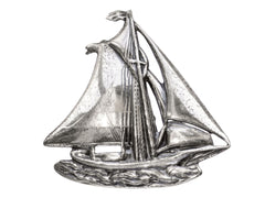 thumbnail of Vintage silver sailboat brooch on white background.