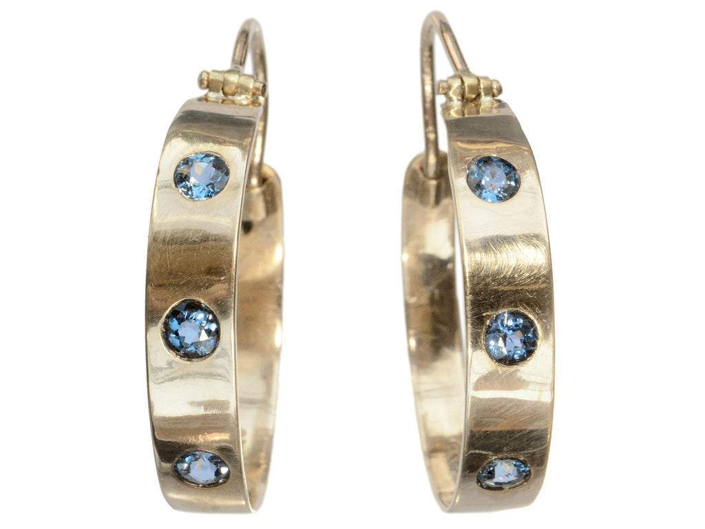 c1910 Sapphire Hoop Earrings (on white background)