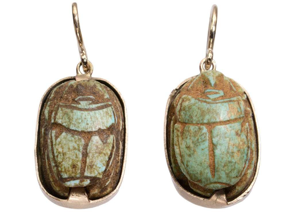 c1940 Egyptian Scarab Earrings (on white background)