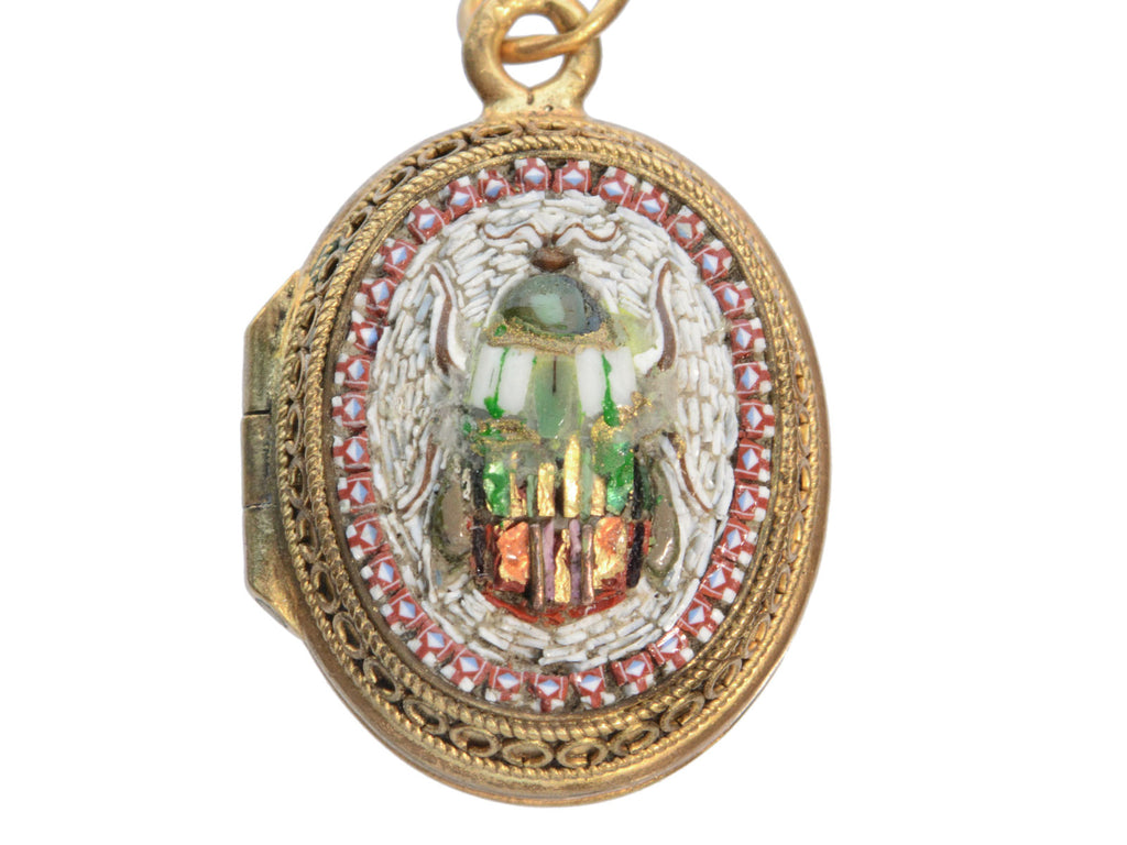 c1880 Gold Mosaic Scarab Locket (on white background)
