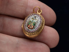 thumbnail of c1880 Gold Mosaic Scarab Locket (on hand for scale)