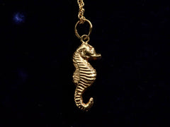 thumbnail of c1970 Gold Seahorse Necklace (on black background)