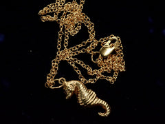 thumbnail of c1970 Gold Seahorse Necklace (side view)